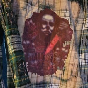 Michael Myers Haloween George Green and Yellow Plaid Button-Up Shirt